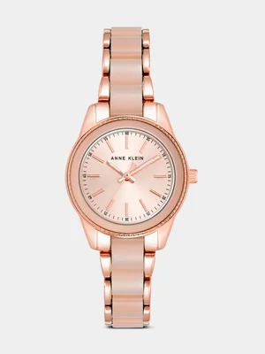 Anne Klein Rose Plated Pink Acrylic Bracelet Watch