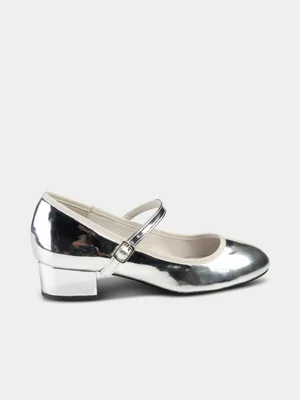 Women's Madison Lidia Silver Mary Jane Block Heel