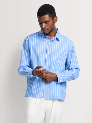 Markham Men's Boxy Fit Blue Stripe Shirt