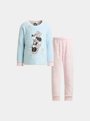 Jet Younger Girls Minnie Blue & Pink Coral Fleece Pj Set