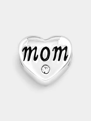 Tempo Jewellery Silver Plated Mom Heart Bead Charm