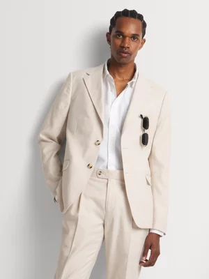 Markham Men's Slim Fit Cotton Linen Blend Natural Jacket