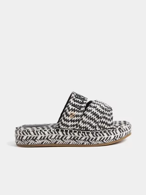 Luella Woven Raffia Flatform Sandals 