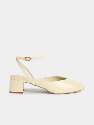 Jet Women’s Ecru Snake Ankletie Block Heel