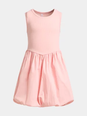 Exact Younger Girl's Pink Rib Combo Bubble Dress