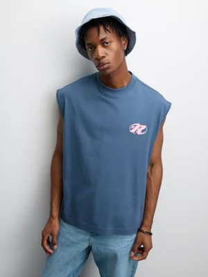 Redbat Men's Plane Graphic Grey Blue Tank Top 