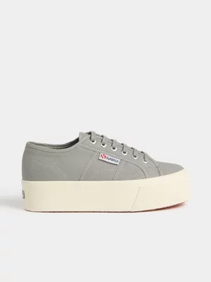 Superga Womens 2790 COTU Grey Platform Sneakers 