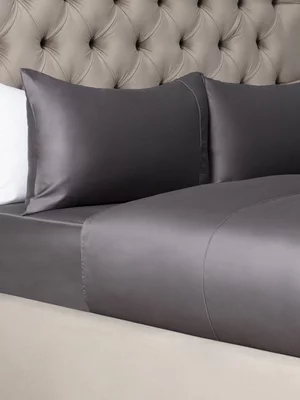 Grace Most Lustrous Gold Seal Certified Egyptian Cotton 400 Thread Count Duvet Cover Set Pewter