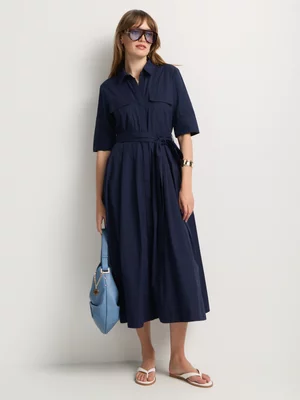 Belted Utility Shirt Dress