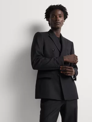 Markham Men's Slim Fit Herringbone Black Suit Jacket