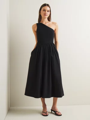 Women's Iconography One Shoulder Combo Fabric Dress