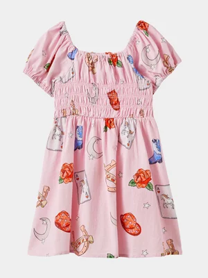 Cotton On Kids Pink Emerson Puff Sleeve Dress