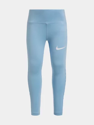 Nike Girls Kids Swoosh Motion Dri-Fit Blue Leggings