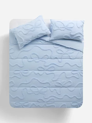 Jet Home Blue Bows Tufted Comforter