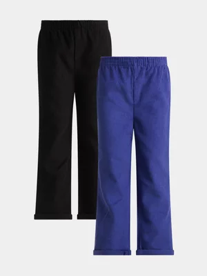 Jet Younger Boys 2 Pack Black And Blue Boxerlongs