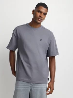 Relay Jeans Men's Boxy Fit Fleece Piping Grey T-Shirt
