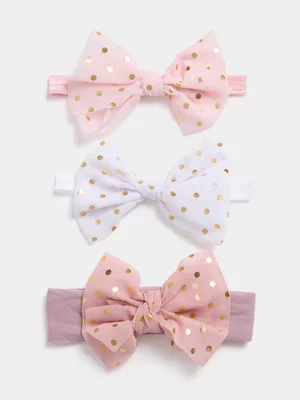 Jet Baby Girls 3 Pack Mauve Bows Headbands