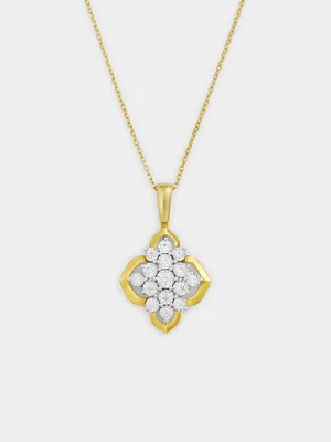 Yellow Gold 0.50ct Diamond Bollywood Flower Pendant
