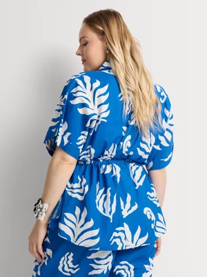 Co-Ord Cotton Leaf Print Wide Leg Pants