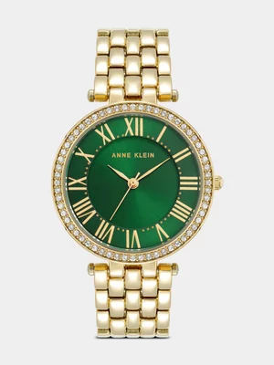 Anne Klein Green Dial Gold Plated Bracelet Watch