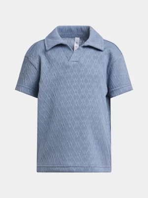 Exact Younger Boy's Blue Textured Collar T-Shirt