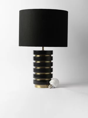 Lamp Marble Discs Rechargeable Bulb Blk 59.5x38cm