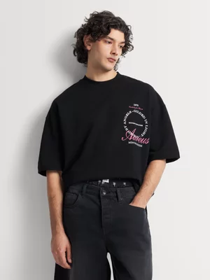 Markham Men's Fleece Black  Graphic T-Shirt 