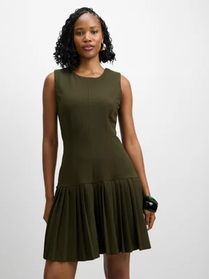 Jet Women's Fatigue Pleated Sleeveless Mini Dress