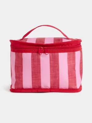 Jet Home Red Pink Stripe Lunch Bag 
