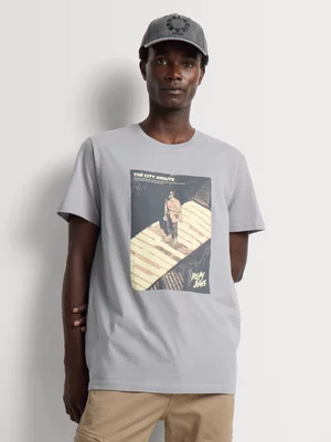 Relay Jeans  Regular Fit Grey Graphic T-Shirt