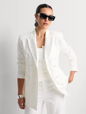 Slim Waist Covered Buttons Blazer