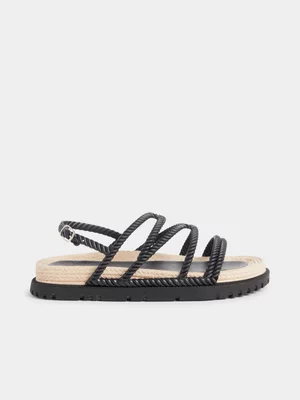Exact Women's Black Espadrille Sandals 