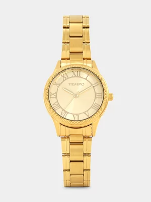 Tempo Gold Plated Champagne Dial Bracelet Watch