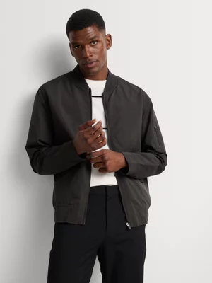 Markham Men's Smart Nylon Charcoal Bomber Jacket