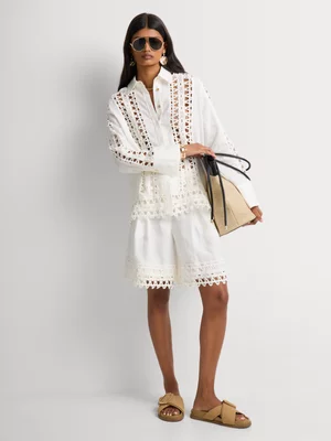 Luella Crochet Trim Linen Shirt