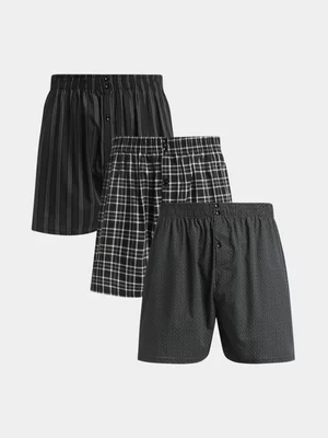 Jet Men’s Black White Check 3 Pack Boxer