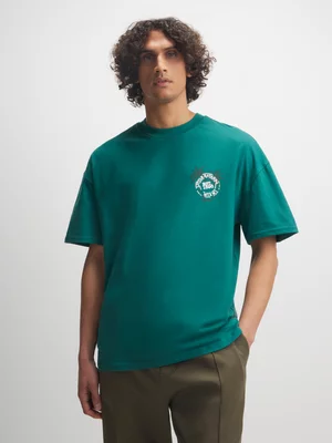 Jet Men's Green Oversized Graphic T-Shirt