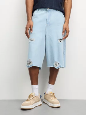 The FIX Men's Light Wash Rip & Repair Denim Shorts