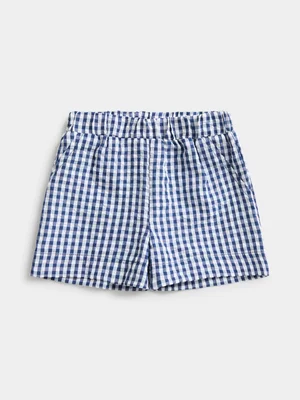 Jet Toddler Girls Navy Seersucker Shorts