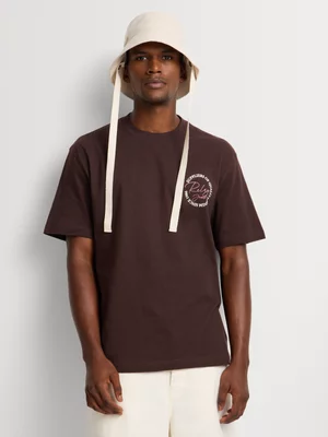 Relay Jeans Men's Relaxed Fit Mixed Scattered Brown T-Shirt