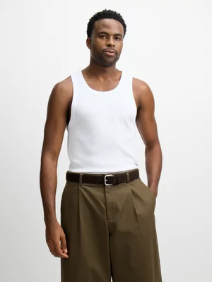 Exact Men's White Rib Vest 