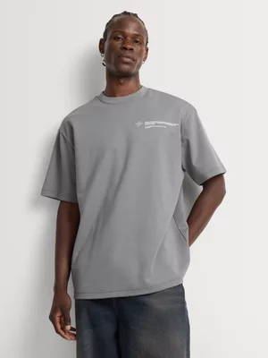 Markham Men's Oversized Fit Charcoal Graphic T-Shirt