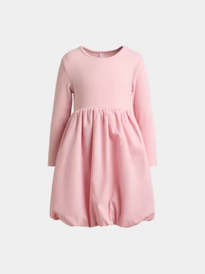 Exact Younger Girl's Pink Rib Combo Bubble Dress