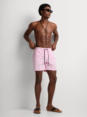 Relay Jeans Men's Vertical Print Pink Swim Short