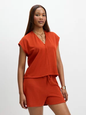 Exact Women's Rust V-Neck Top