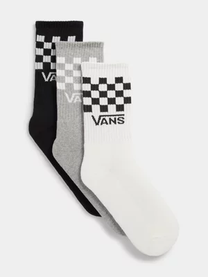 Vans Classic Check 3PK White/Black/Grey Socks 