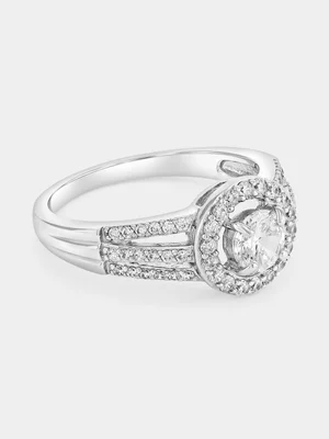 Sterling Silver Cubic Zirconia Floating Soli Halo Ring