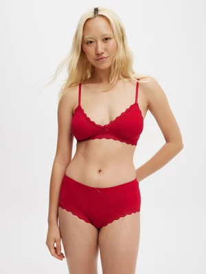 Women's Cotton On Red Organic Cotton Lace Triangle Padded Bralette