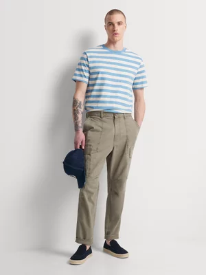 Markham Men's Slim Fit Horizontal Stripe Blue/Milk T-Shirt