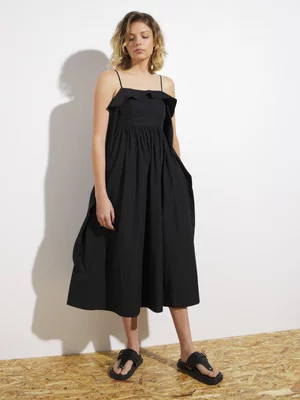 Women's Canvas Flounce Detail Babydoll Dress